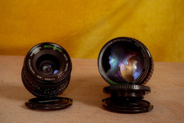 Product photo of the camera Minolta XGM's two extra lenses